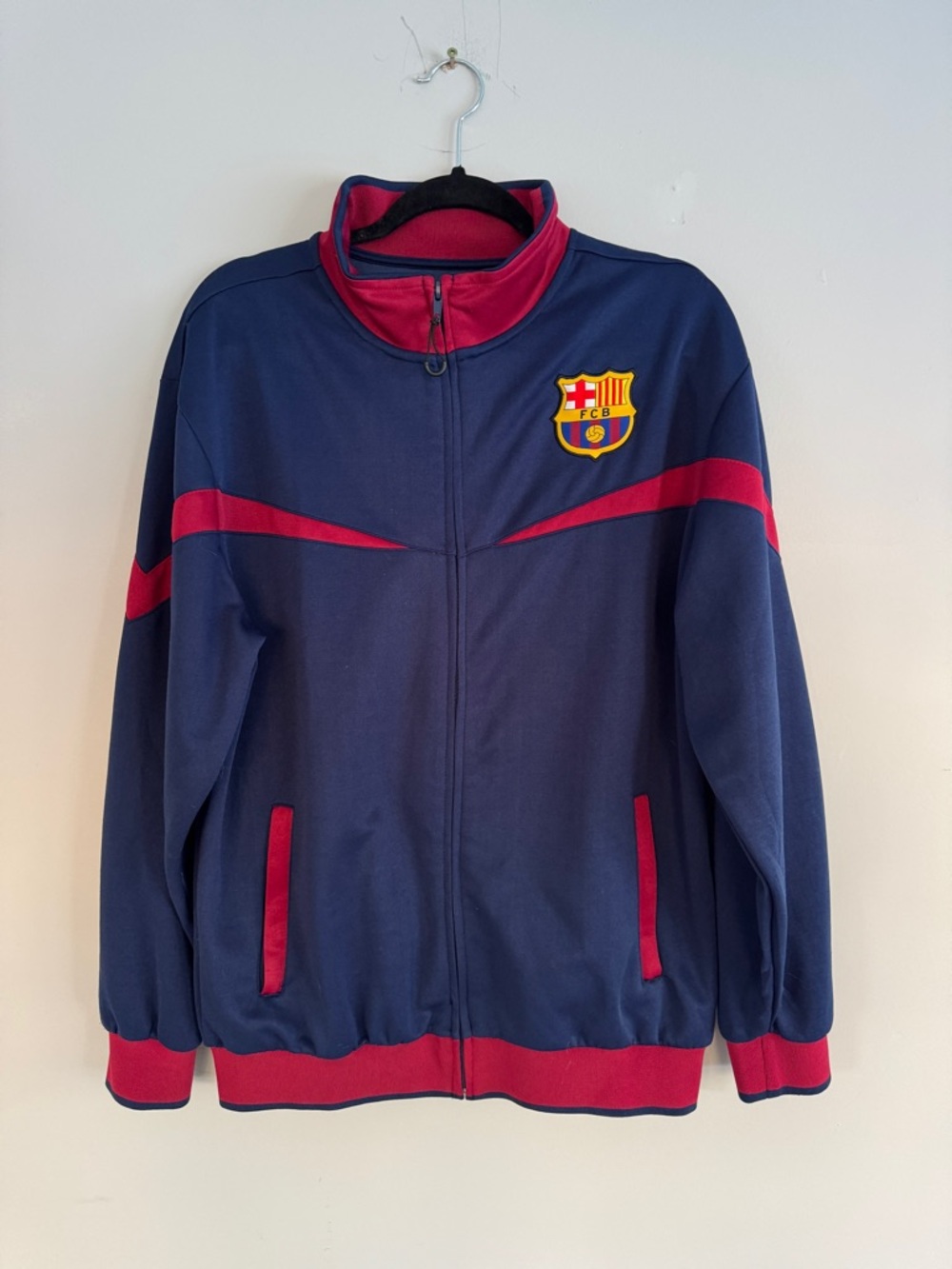 FC Barcelona Navy and Red Track Jacket with Club Crest